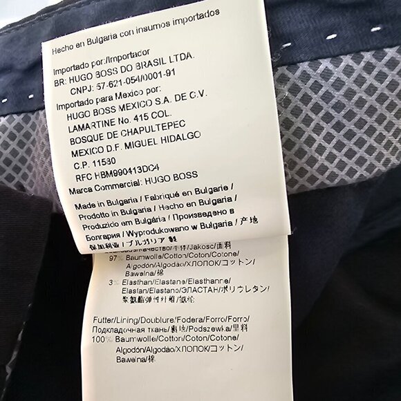 BOSS Hugo Boss Navy Cotton Slacks Mens 36R Straight Leg Flat Front Slash Pockets - Picture 10 of 11